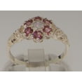thumbnail image 3 of LBG 10k White Gold Natural Opal & Pink Tourmaline Womens Vintage Daisy Ring - Size 4.75, 3 of 6
