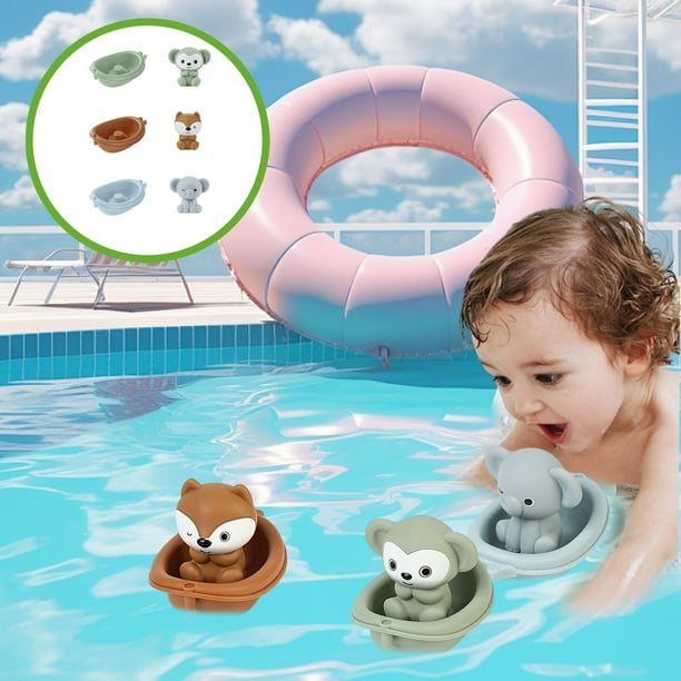 Juguetes de piscina, juguetes para bebés y niños pequeños: barcos flotantes apilables para la piscina infantil, el baño y la bañera. Incluye fundas para los dedos, juguetes de plástico para el baño.