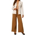 thumbnail image 2 of INSPIRE CHIC Women's Faux Suede Blazer Lapel Collar Long Sleeves Wear-to-Work Jacket L Beige, 2 of 6