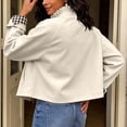 thumbnail image 4 of Edvintorg Women Jacket Fashion Ruffle Button Down Coat Long Sleeve Loose Casual Outerwear with Pocket Women's Clothing Beige S-2XL, 4 of 9