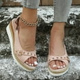 thumbnail image 2 of Utoimkio Flat Sandals for Women Summer Summer Ladies Shoes Wedge Heel Sandals Solid Color Casual Women's Sandals, 2 of 8
