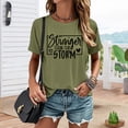 thumbnail image 4 of Ankishi Funny T-Shirts for Women Stronger Than The Storm Fashion Graphic Tees Loose Crew Neck Clothes for Travel Dating, 4 of 7