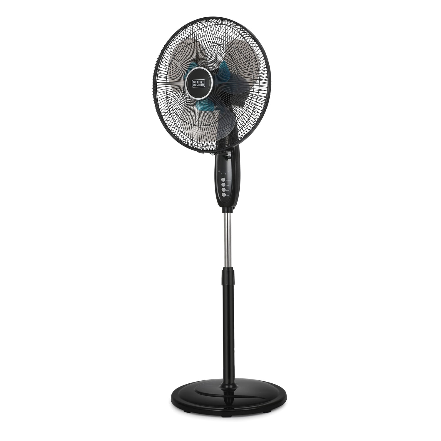 BLACK+DECKER 16-In. 3-Speed Dual-Blade Oscillating Stand Fan with Remote, Black, BFSD116B