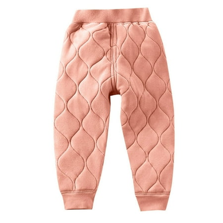 

MIASHUI Girls Sweatpants Solid Color Elastic Waist Thermal Lined Jogger Sweatpants Pink 2-3 Years