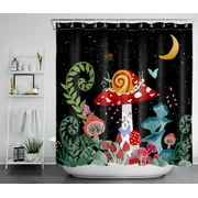 HVEST Funny Mushroom Shower Curtain, Colorful Botanical Floral with Butterfly Aesthetic Shower Curtains for Bathroom, Modern Farmhouse Bathroom Curtain with Hooks, Polyester Fabric Bath Curtain 70x69