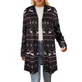thumbnail image 1 of Cárdigan largo de Navidad para mujer, estampado de copos de nieve, manga larga, cárdigan abierto holgado a la moda para mujer, para otoño, Navidad, negro, XL, 1 of 6