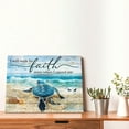 thumbnail image 2 of Scripture Holy Bible Wall Art Teal Sea Turtle Walk by Faith Canvas Print Quotes Framed Artwork Blue Ocean Beach Coast Scenery Poster Motivational Animal Large Wooden Wall Décor, 16 x 12 in, 2 of 5
