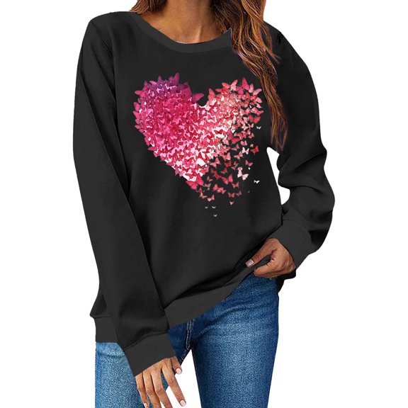 gakvbuo Valentines Day Sweatshirt for Women Funny Shirts Casual Valentine Pullover Long Sleeve Tops
