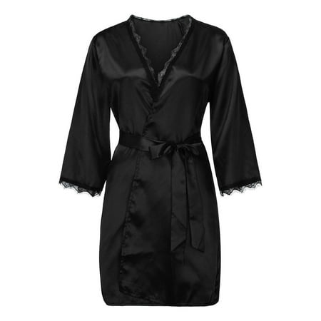 adviicd Nightgowns Women Plus Size Lace Lingerie Side Slit Strappy Chemise Sleepwear Black M