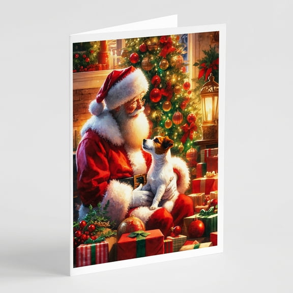 Jack Russell Terrier and Santa Claus Greeting Cards Pack of 8 7 in x 5 in