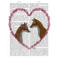 thumbnail image 2 of Fab Funky 20x24 Black Ornate Wood Framed with Double Matting Museum Art Print Titled - Foxes in Pink Heart, 2 of 4