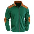 thumbnail image 5 of Men's Vintage Corduroy Baseball Jacket - Stand Collar Zip-Up Colorblock Loose-Fit, Green, L, 5 of 7