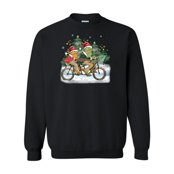 Frog And Toad Riding A Bike Funny Christmas Book Gift Sweatshirt