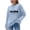 Light Blue, variant on Knit Sweaters for Women Sayings Letter Print Crewneck Pullover Long Sleeve Knitted Blouses Casual Cozy Tops