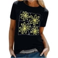 thumbnail image 2 of ALLLIST Short Sleeve Ladie's Tops Floral Summer T-Shirts Drop Shoulder Black Pullover Women's Clothing, 2 of 5