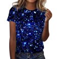 thumbnail image 2 of YMNXA Women's T Shirt Sequin Round Neck Short Sleeve Comfortable Breathable Top For Celebration And Daily Wear,Blue,S, 2 of 4