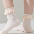 thumbnail image 4 of LIaqionyy Toddler Girls Ruffle Lace Socks Frilly Anti Slip Soft Princess Socks Cute Breathable Crew Socks, 4 of 7