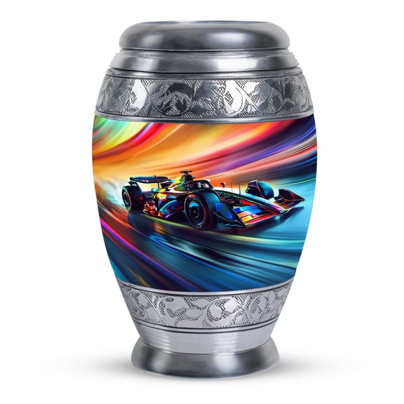 Color Swirl Speed Rush Car - Small Urns - Unique Mini Urn For Human Ashes - Small Elegant Cremation Keepsake For Adults 3 Inch, 1 Pc