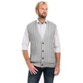 thumbnail image 2 of SAOL Men's 100% Merino Wool Sweater Vest Aran Irish V-Neck Cable Knit Sleeveless Cardigan with Buttons and Pockets, 2 of 4