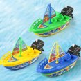 thumbnail image 5 of Fixdono Wind-up Boat Bath Toy, 4 Pack Clockwork Boat Bathtub Toy, Ship Winding Clockwork Toy, Float Water Wind up Water Boat Children Bathtub Shower Toy for Kids(Random Color), 5 of 8