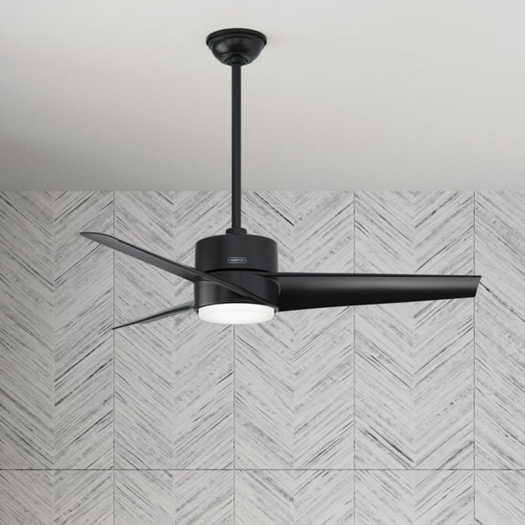 Restored Hunter Fan 54 Inch Black Outdoor/Indoor Ceiling fan with Light for Porch, Living Room, Office, Kitchen (Refurbished)