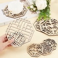 thumbnail image 3 of 8Pcs 4 Styles Laser Cut Coasters Octagon Wooden Carved Cup Mats Coaster Geometric Design Wooden Coasters Hexagon Shape Tabletop Decoration Wood Coaster for Tea Cup for diy, 3 of 5