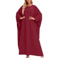 thumbnail image 2 of Fesfesfes Women Dress Loose Robe Casual Dress Foundation Solid Color Large Dress Long Sleeve Dress Under $10, 2 of 9