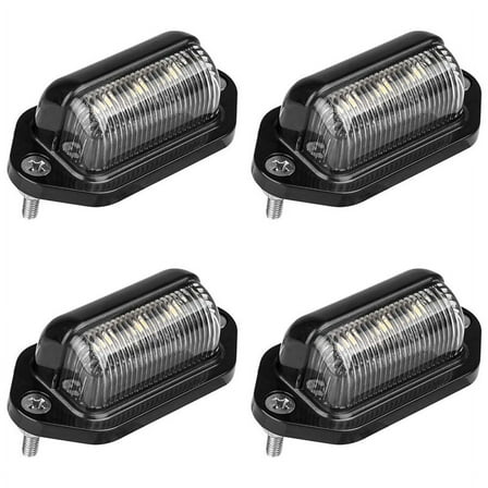 4X LED License Plate Light Waterproof License Plate Tail Light for Trailers, RV, Trucks, Boats,4 x LED License Plate Light 4 x set Screws,black