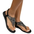 thumbnail image 4 of ZHELIYO Women's sandals Bohemian Sandals Beach Sandals Flip Flops Glamorous Thong Sandals For Women Rhinestone Decor Slingback Flat Sandals Black 9, 4 of 6