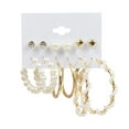 thumbnail image 2 of SPRING PARK 6 Pairs Pearl Hoop Earrings for Women Lightweight Open Large Circle Faux Pearl Beaded Earrings, 2 of 7
