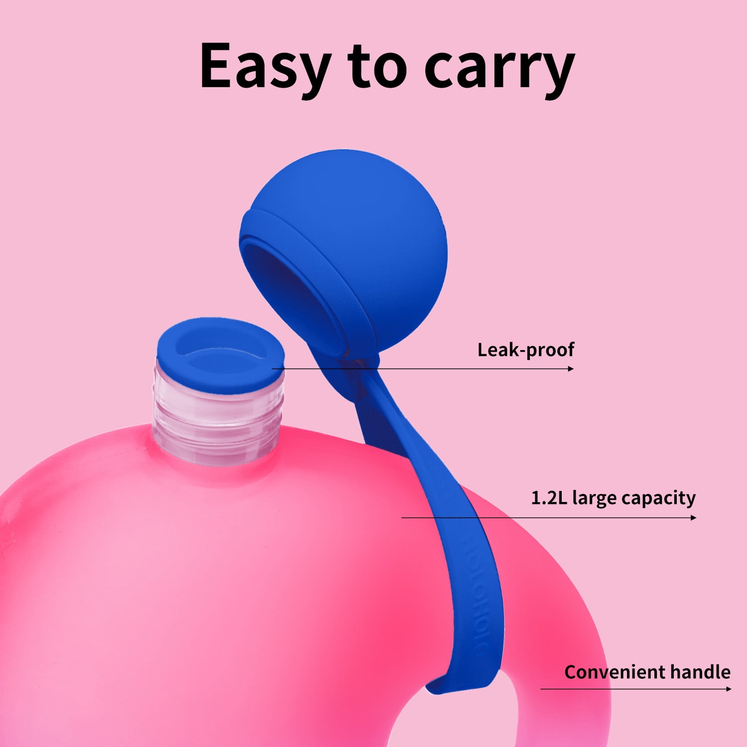 HOLOHOLO 41oz Water Bottle with Straw & Carrying Strap Leak-Proof Durable for Sports Travel and Outdoor Adventures Cranberry Red
