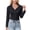 Black, variant on Staron Women's Stretch Poplin Button-Down Shirt Fitted Short Sleeve Pointed Collar Solid Casual Office Blouse, White S