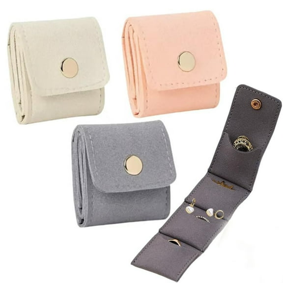 Mini Travel Jewelry Bag, Foldable Multifunctional Mini Travel Jewelry Roll Pouch with Buckle, Small Jewelry Case Organizer Accessories for Necklace, Earrings, Rings, Gifts for Women Girl