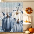 thumbnail image 5 of Navy Blue Pumpkin Fall Shower Curtains for Bathroom, Thanksgiving Botanical Wooden Leaves Waterproof Fabric Shower Curtain, Decorative Bathroom Curtain for Bathtub, 36"x72", No Hooks Included, 5 of 9