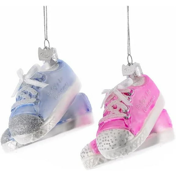 Kurt Adler Noble Gems Baby Sneakers Christmas Ornament, Assorted (Pack of 2)