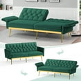 thumbnail image 5 of ACMEASE Velvet Sofa Bed w/Adjustable Armrests & Backrests, Modern Convertible Sleeper Sofa, Tufted Futon Sofa for Bedroom, Living Room, Apartment, Green, 5 of 7
