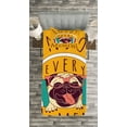 thumbnail image 3 of Ambesonne Pug Quilted Bedspread Set 2 Pcs, Happy Dog Listening Music, Twin Size, Marigold Multicolor, 3 of 3