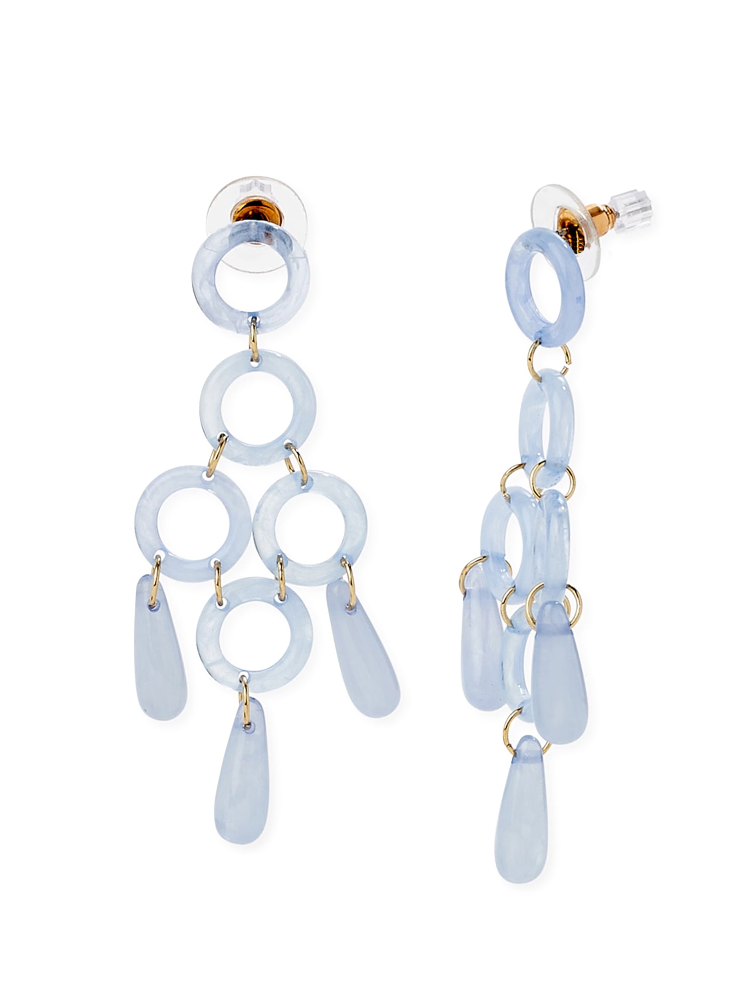 Scoop Women’s 14K Gold Flash-Plated Blue Resin Chandelier Earrings