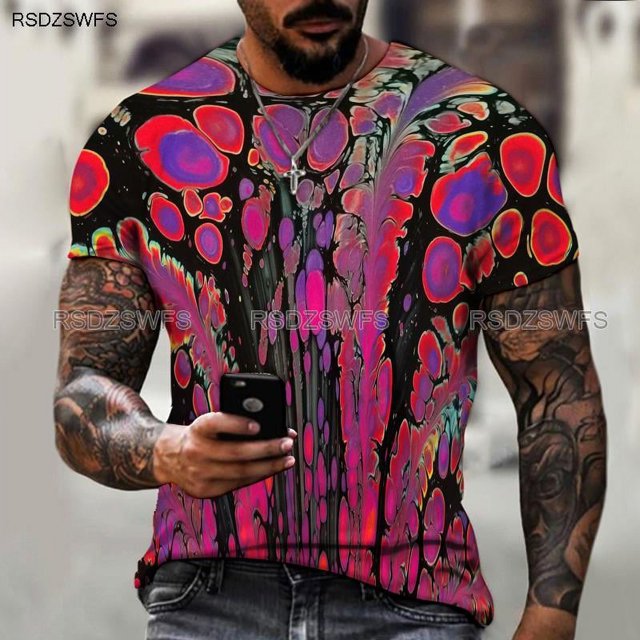 2024 Summer Men's New Short-sleeved 3D Printing Technology Round Neck Design Fashionable T-shirt With Free
