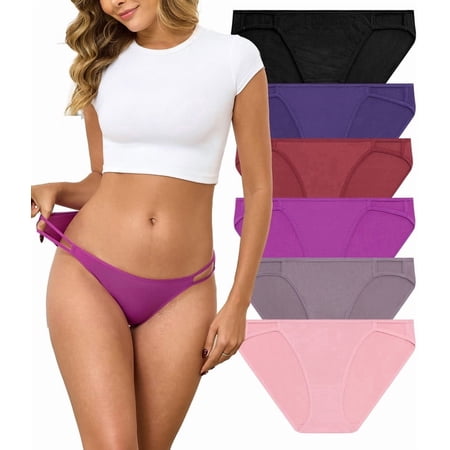 CF String Bikini Underwear for Women Soft Stretch Modal Bikini Panties High Cut Stretch Ladies Hipster Panty(6F S)