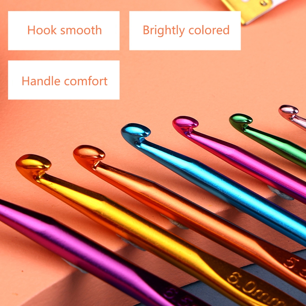 Ergonomic Crochet Hook Set with Crochet Yarns Knitting Needle, Crochet Bag, Stitching Marker, Embroidery Scissor