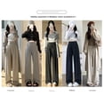 thumbnail image 5 of Pantalones de pierna ancha y cintura alta para mujer, holgados, deportivos, de tiras de arroz glutinoso, de talla compacta, para primavera y otoño, 5 of 5