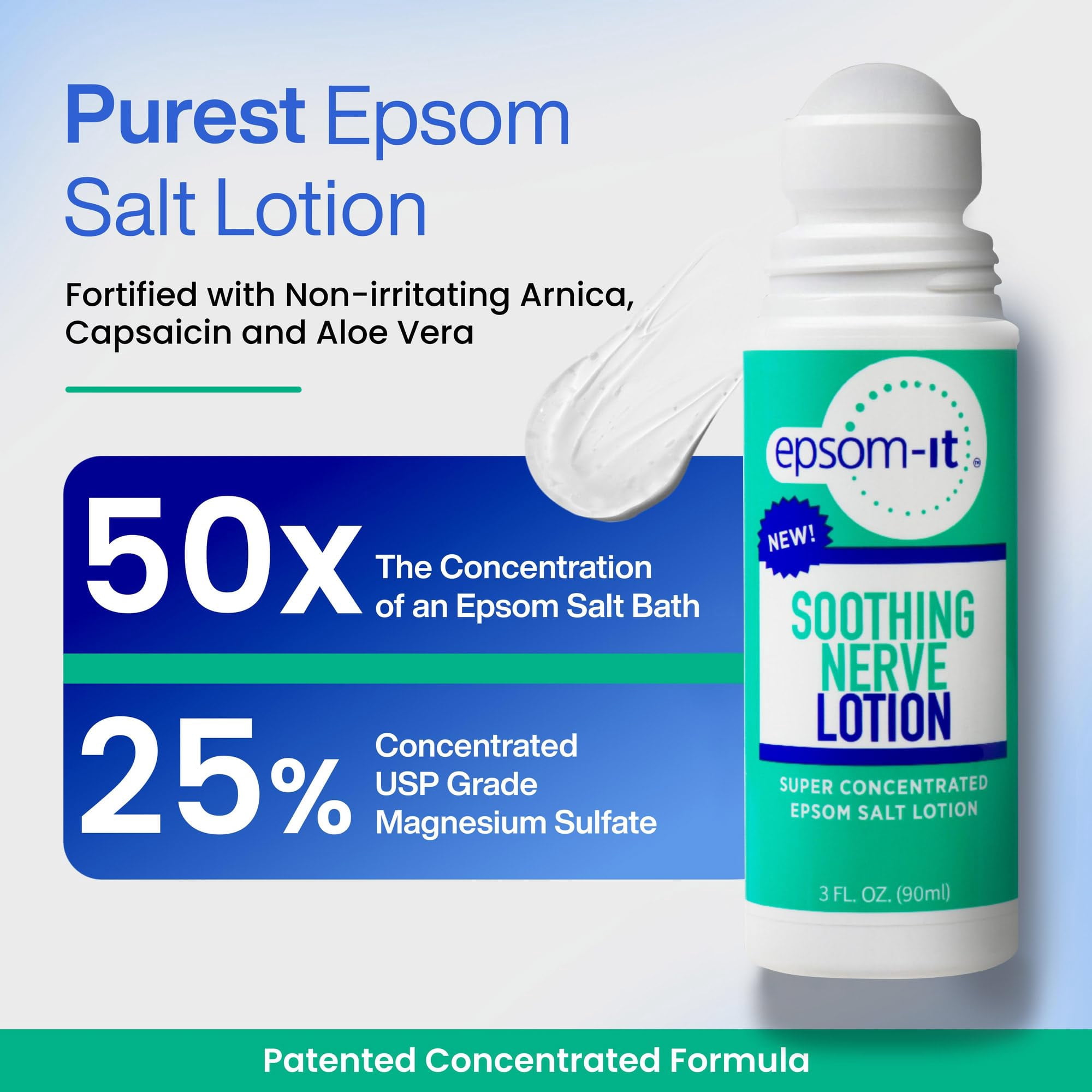 Epsom-It Soothing Nerve Lotion & Nerve Rollerball - Epsom Salt Magnesium Lotion, Topical Magnesium Cream with Capsaicin & Arnica to Provide Comfort for Legs, Knee and Feet, 8.0 oz.