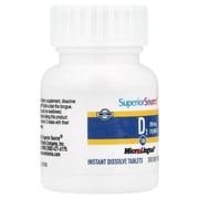 Superior Source Vitamin D3 10,000 IU, Quick Dissolve MicroLingual Tablets, 100 Count, Helps Promote Strong Bones and Teeth, Immune Support, Helps Maintain Healthy Muscle Function, Non-GMO