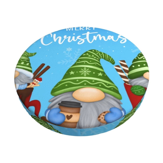 Balery Merry Christmas Gnome Fundas de asiento para taburete de bar redondo de tela de terciopelo ajustables que protegen de arañazos y manchas para sillas de 14 a 17 pulgadas.-13 inch