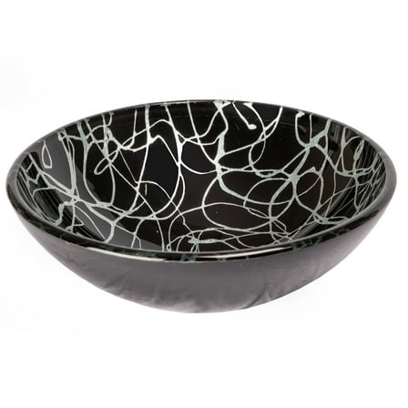 Black and Silver Streamers Round Glass Vessel Sink