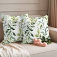 thumbnail image 2 of Sage Green Leaf Pillow Covers 2 Pack Green Eucalyptus Leaves Pillowcase Waterproof Outdoor Throw Pillow Cover for Patio Garden Square Cushion 24”x24”, 2 of 9