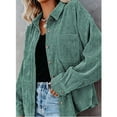 thumbnail image 3 of LowProfile Button Down Shirts for Women Casual Long Sleeve V Neck Corduroy95%polye Coat Blouse Tops Mint Green S, 3 of 7