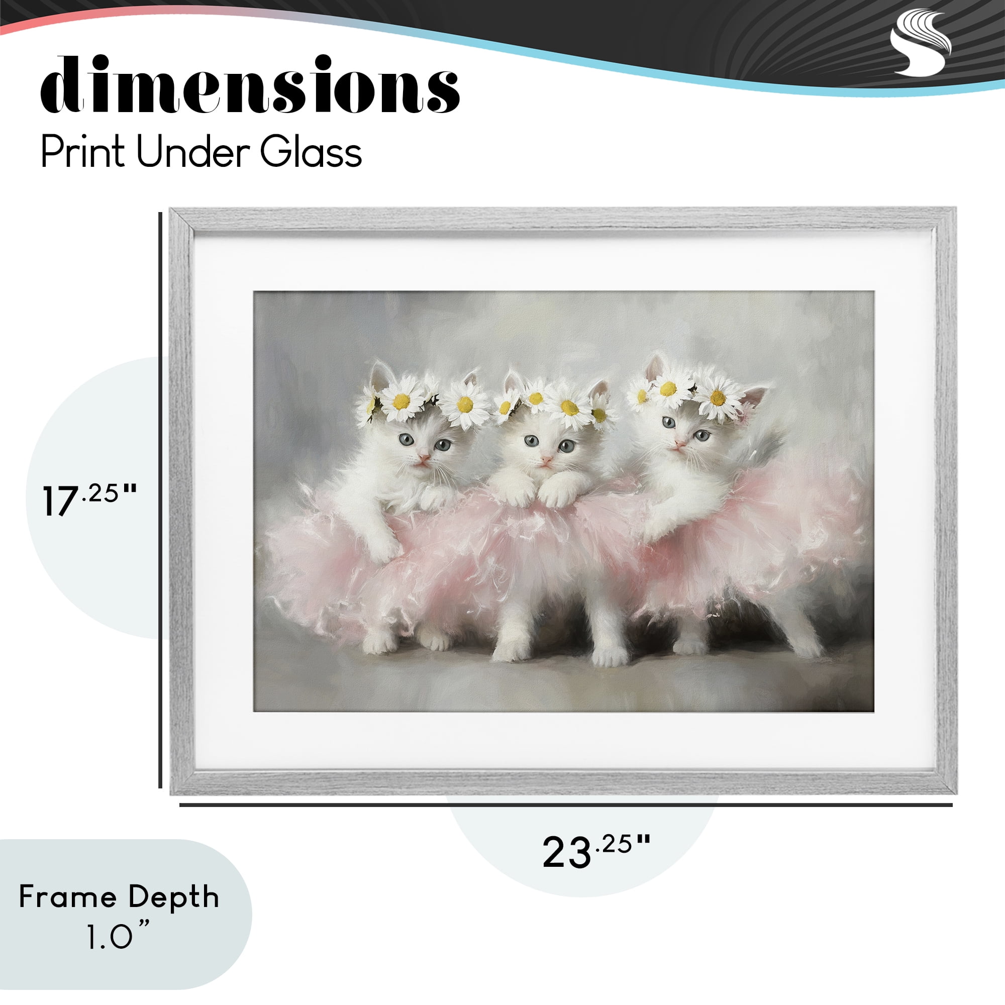 Stupell Industries Dancing Kittens in Tutus Gray Framed Print Under Glass, design by Tina LeCour