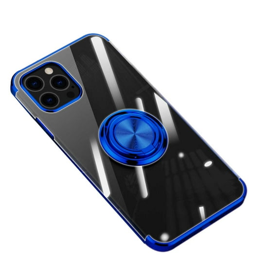 For Apple iPhone 11 Pro Max Luxury Plating Clear TPU Magnetic Stand Protective Case Cover